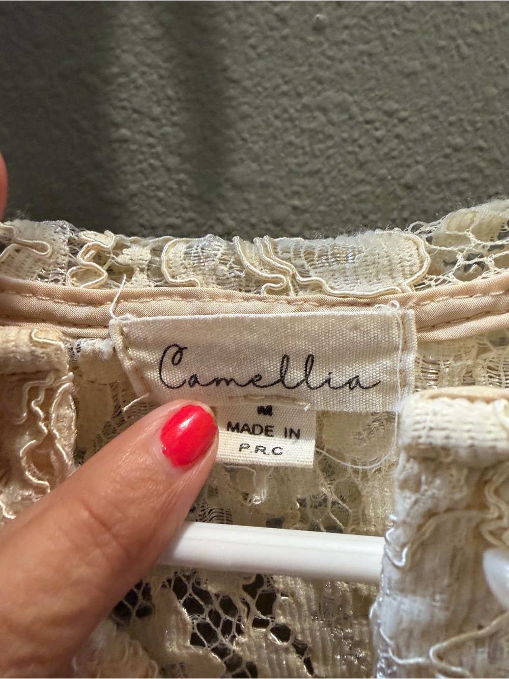 Vintage Inspired Lace Ruffle Button-Up Top - Cream - Picture 2 of 3